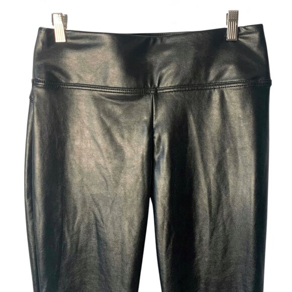 1. STATE Solid Black Faux-Leather High-Rise Ankle Length Women's Leggings Medium - Picture 3 of 7
